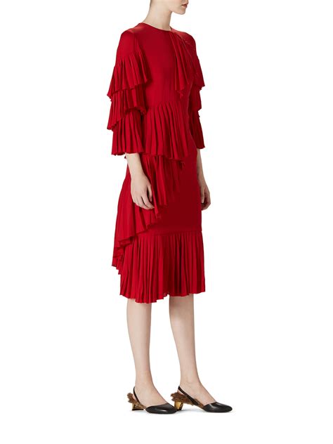 gucci satin georgette ruffle dress|gucci dresses for women.